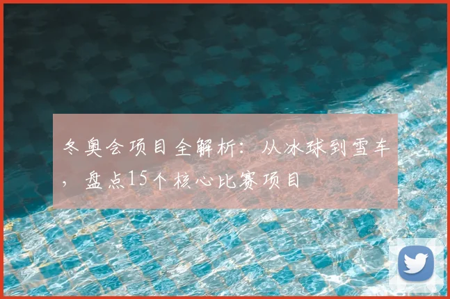 冬奥会项目全解析：从冰球到雪车，盘点15个核心比赛项目